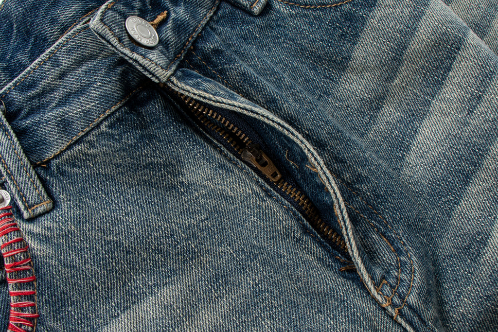 Washed Straight-Leg Micro-Flare Denim Jeans