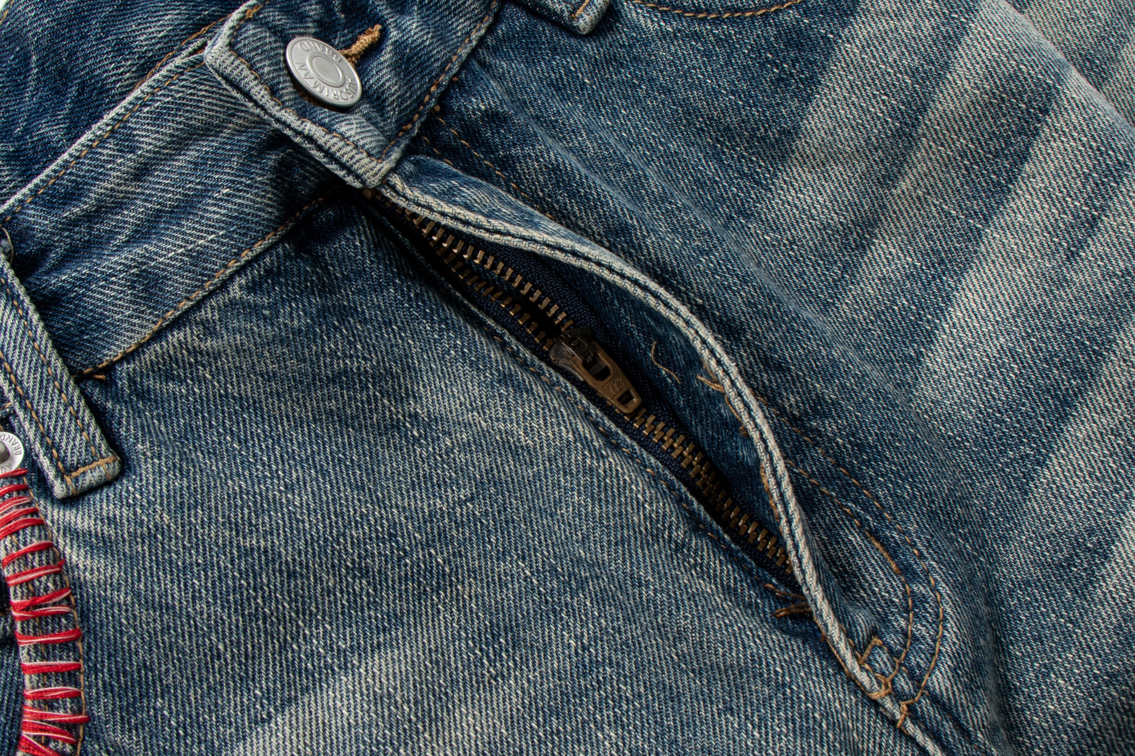 Washed Straight-Leg Micro-Flare Denim Jeans
