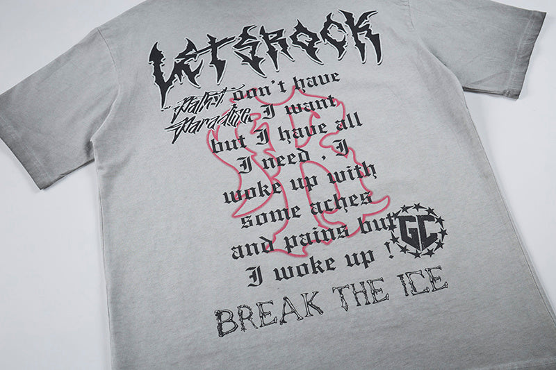 DONOTLOGO Grunge Rock Aesthetic Tee: Vintage Washed Oversized T-Shirt with Distressed Print