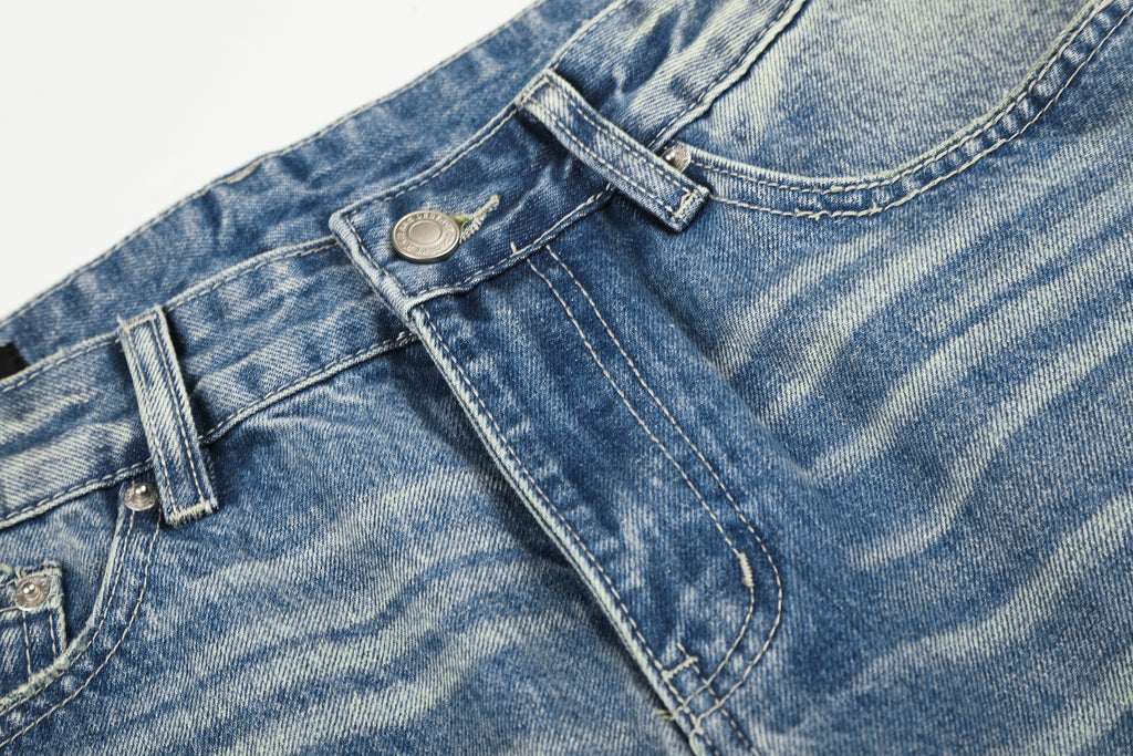 DONOTLOGO Urban Heritage Collection | Unisex Oversized Cat Whisker Denim | Retro Aesthetic High-Rise Wide-Leg Bottoms with Authentic Fade Detail