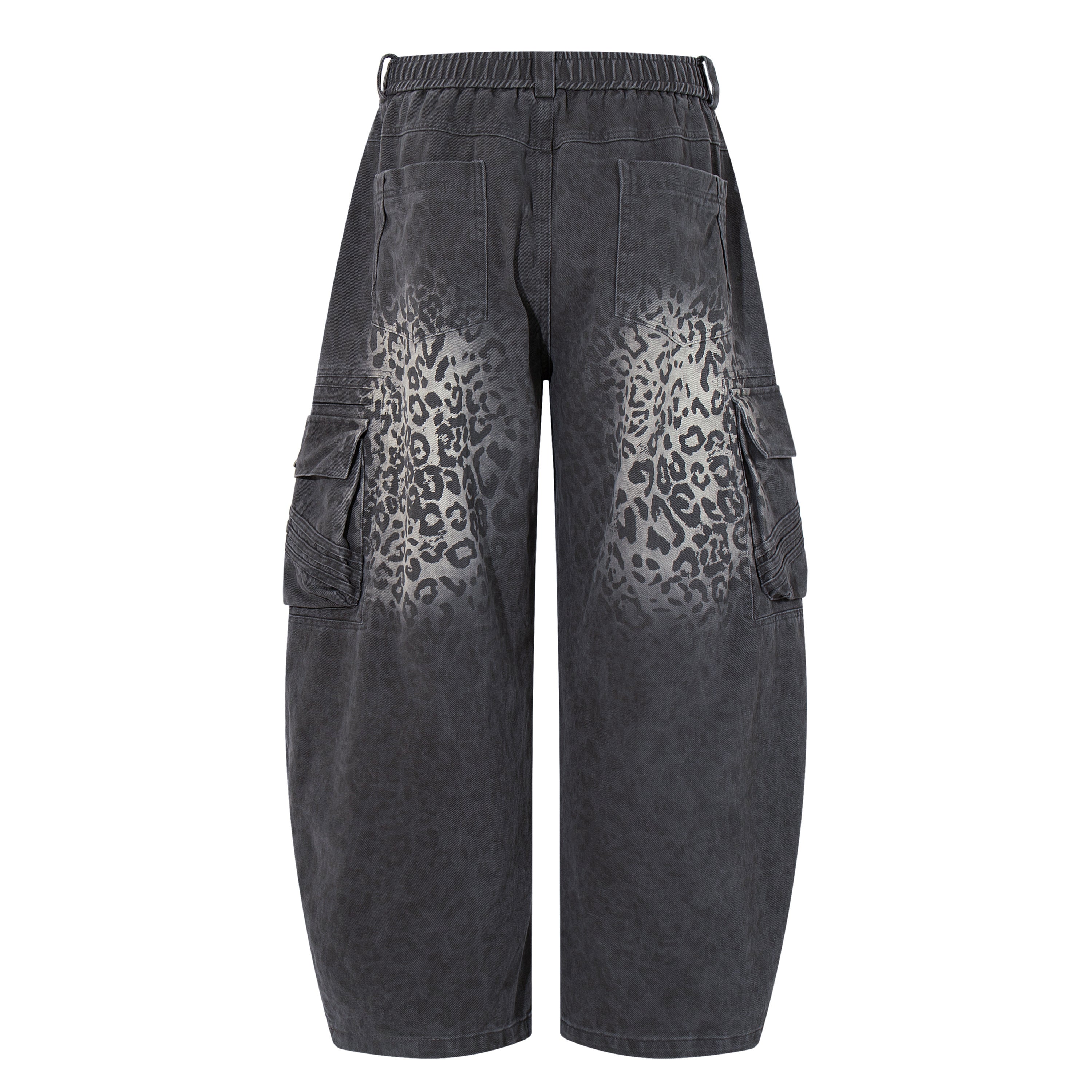 Unisex Vintage Leopard-Print Loose-Fit Gradient Denim Casual Jeans