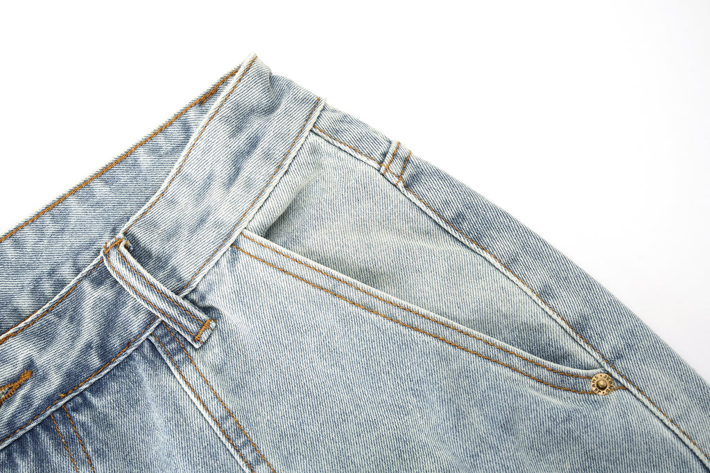DONOTLOGO Deconstructed Wide Leg Denim Jorts - Raw Edge Patchwork Jean Shorts - Unisex Y2K Grunge Aesthetic Baggy Shorts