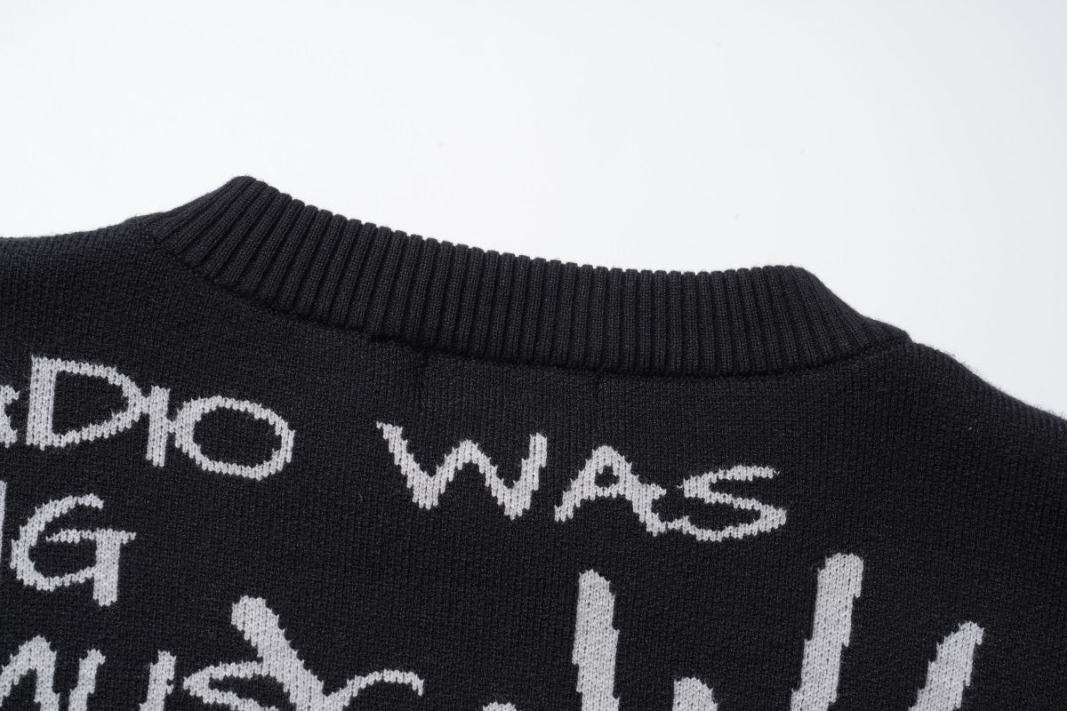 Unisex Punk Graffiti Fringe Sweater