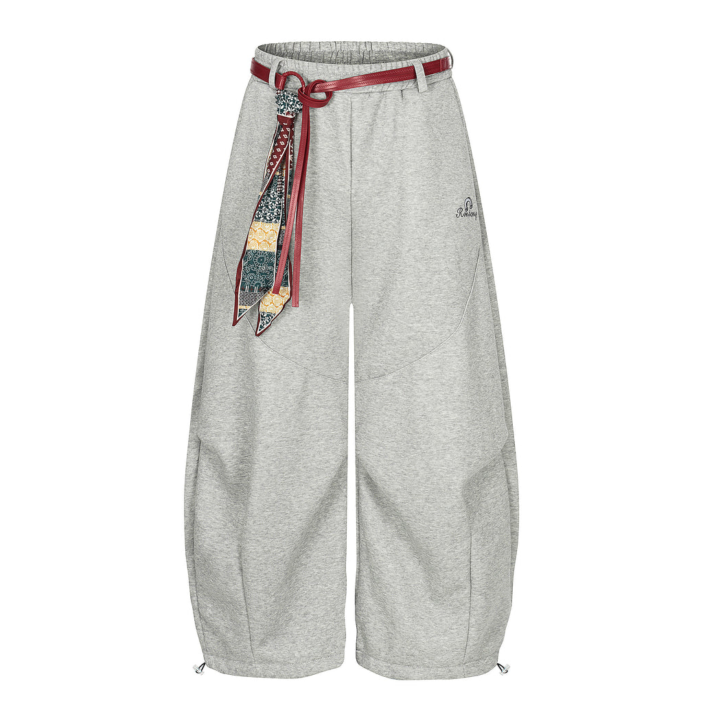 DONOTLOGO Urban Streetwear Collection | Unisex Relaxed Silhouette Sweatpants | Bold Patchwork Scarf Motif & Soft Cotton Knit Fabric
