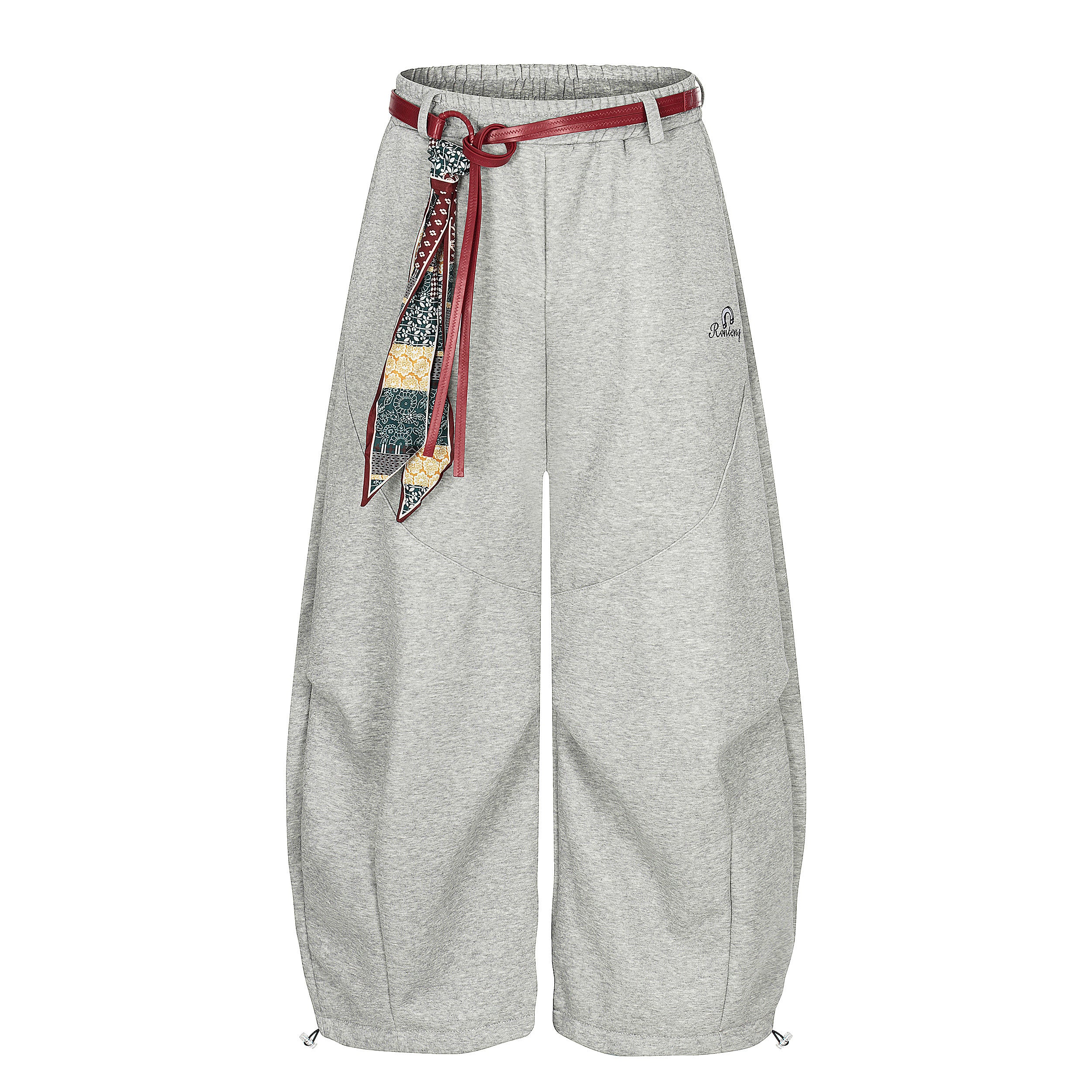 DONOTLOGO Urban Streetwear Collection | Unisex Relaxed Silhouette Sweatpants | Bold Patchwork Scarf Motif & Soft Cotton Knit Fabric