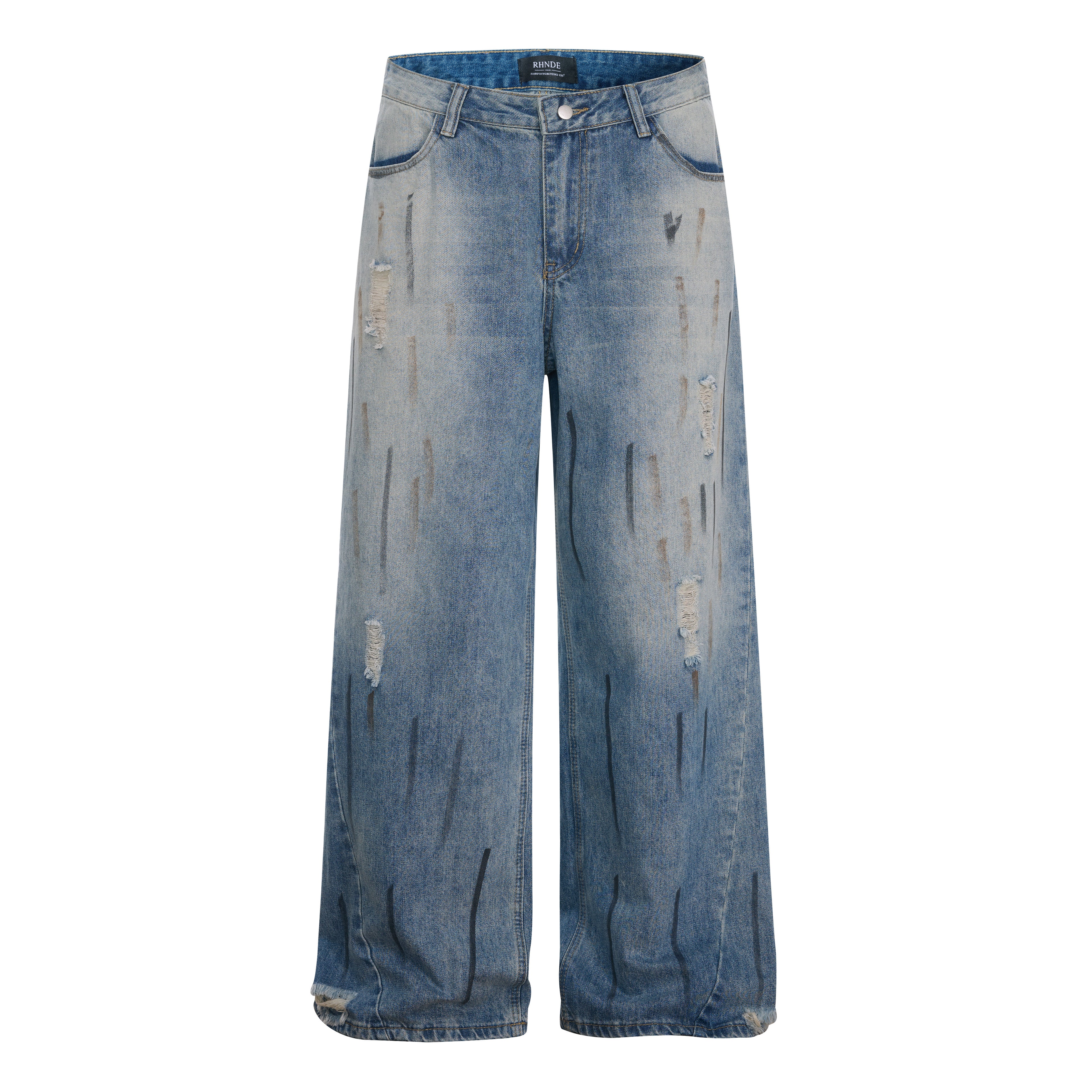 Unisex Distressed Ripped Denim Jeans