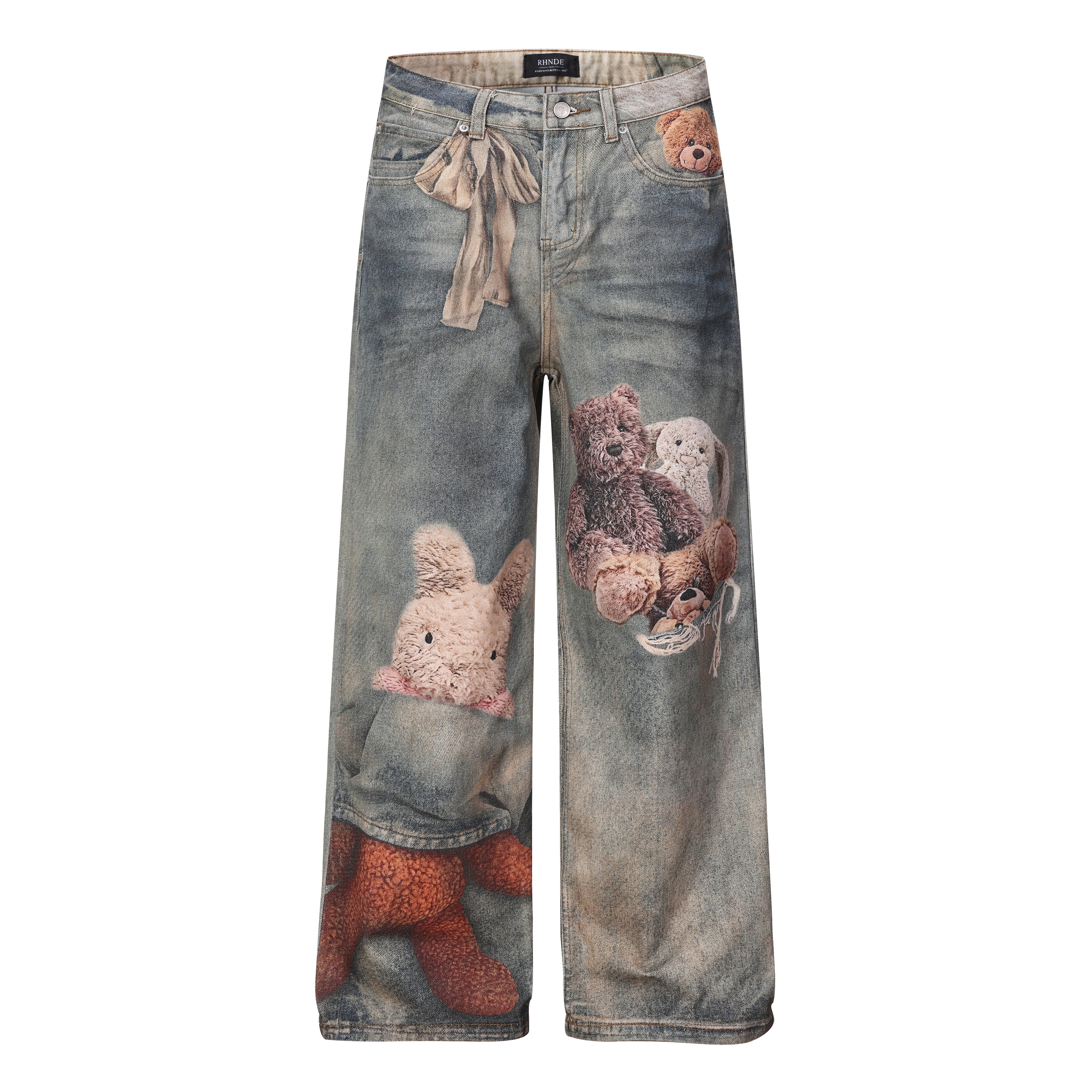 DONOTLOGO Urban Streetwear Collection | Unisex Relaxed Denim Trousers | Bold 3D Animal Motif & High-Rise Silhouette with Premium Cotton Blend