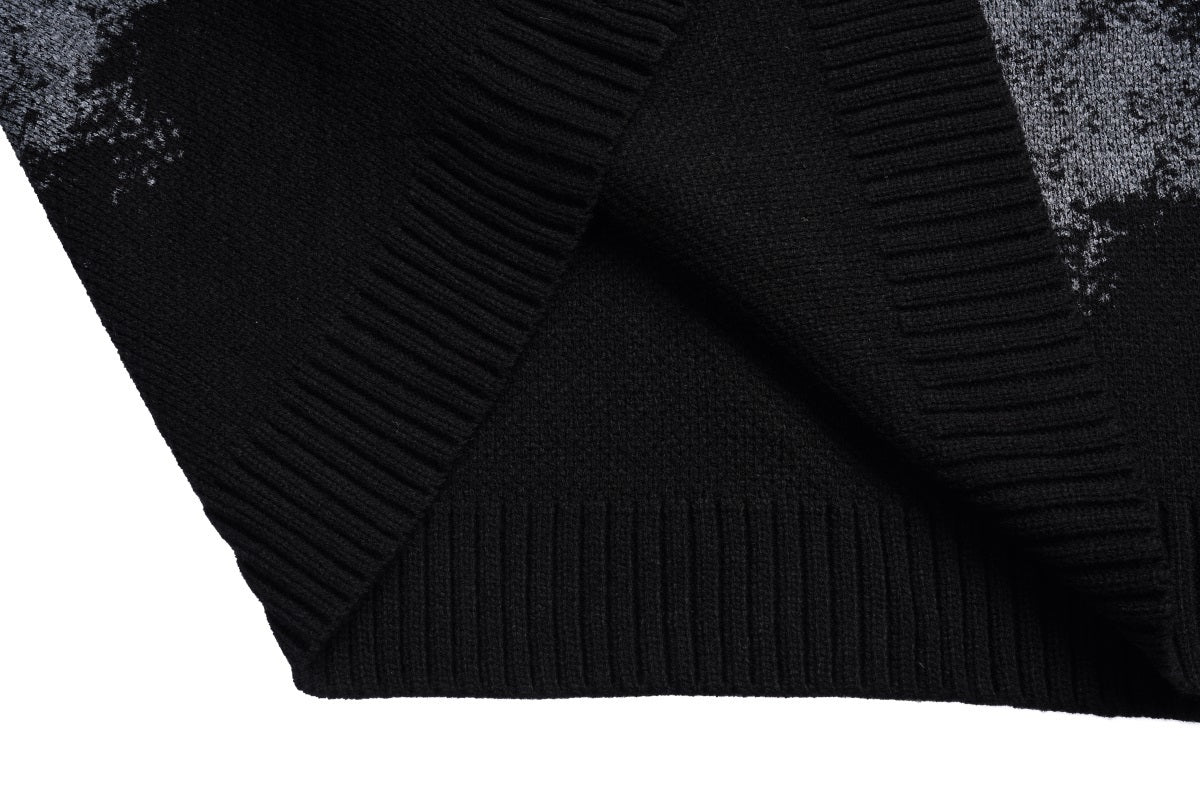 Unisex Color-Block Knit Sweater with Beaded Detail Loose Fit