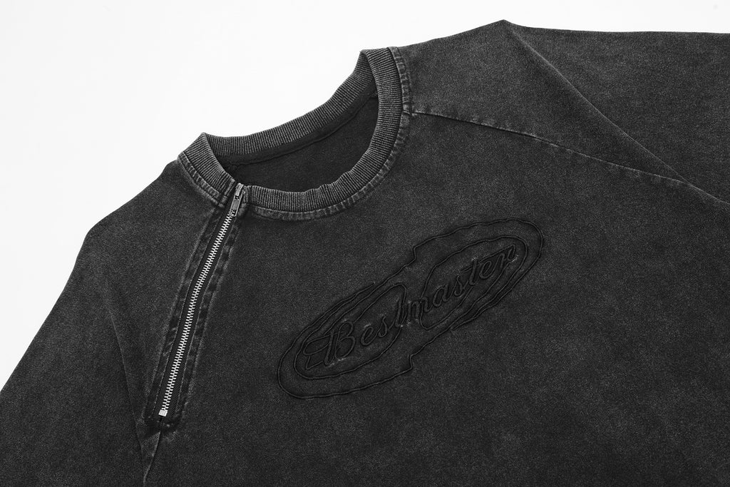 Unisex Embroidered Zip Accent Tee