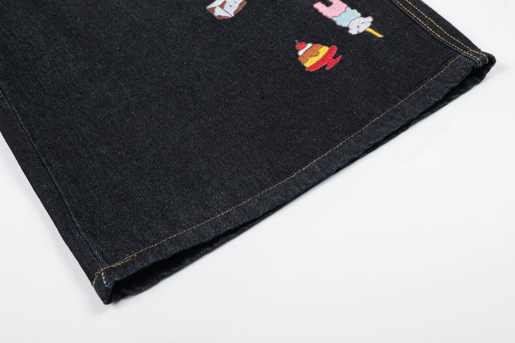 Unisex Cartoon Embroidered Denim