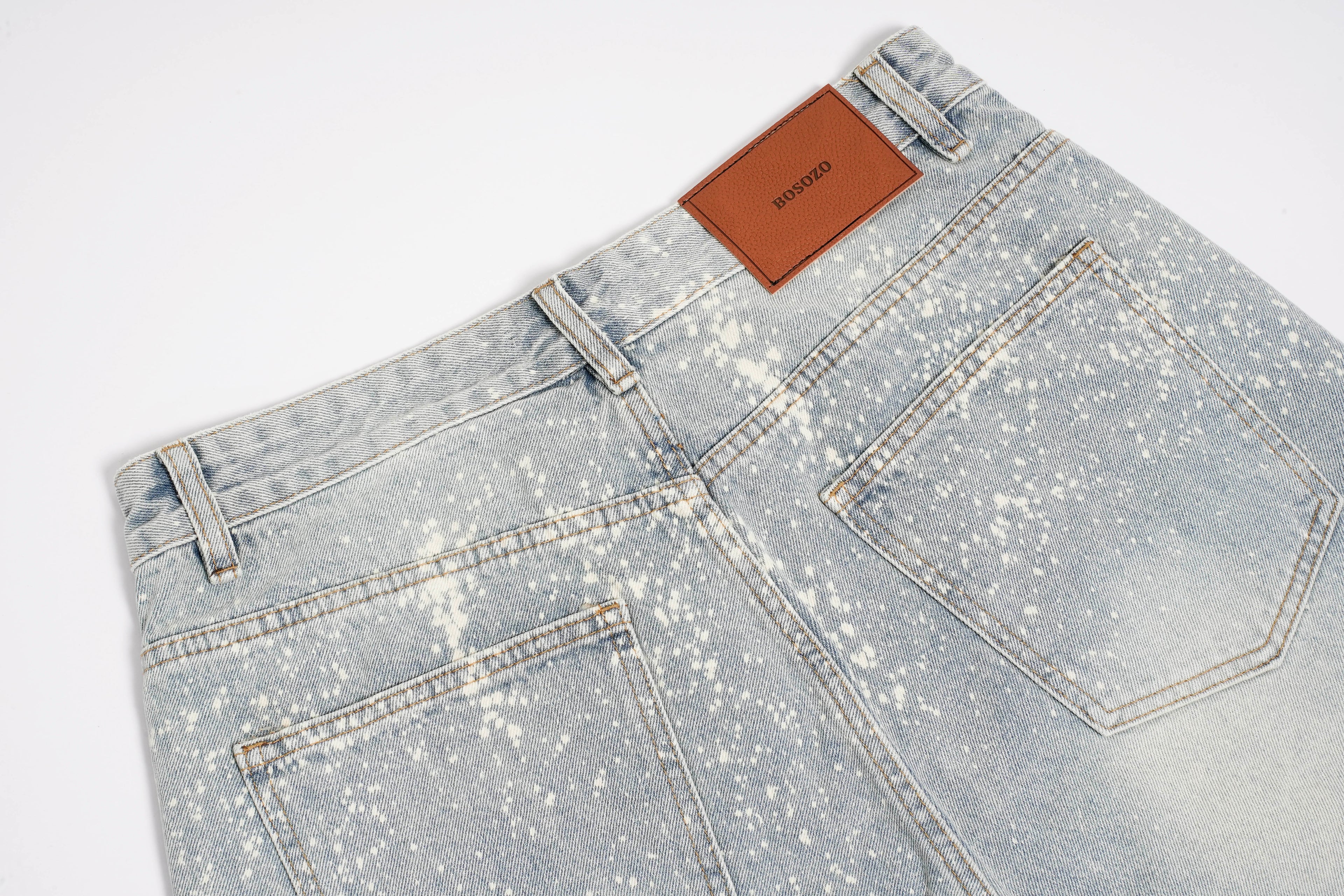 DONOTLOGO Distressed Paint Splash Denim Shorts - Retro High Waisted Loose Fit Jean Shorts - Unisex Y2K Streetwear Bermuda Trousers