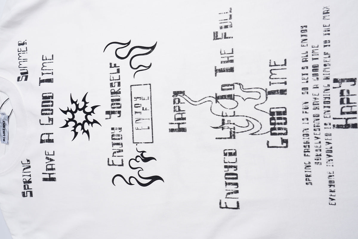 Unisex Summer Streetwear Short-Sleeve T-Shirt with Glossy Letter Print