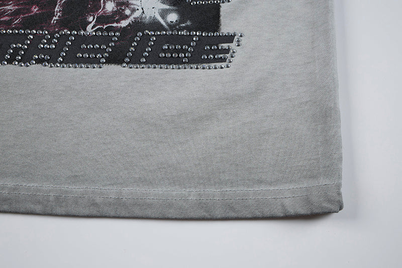 DONOTLOGO Grunge Rock Aesthetic Tee: Vintage Washed Oversized T-Shirt with Distressed Print