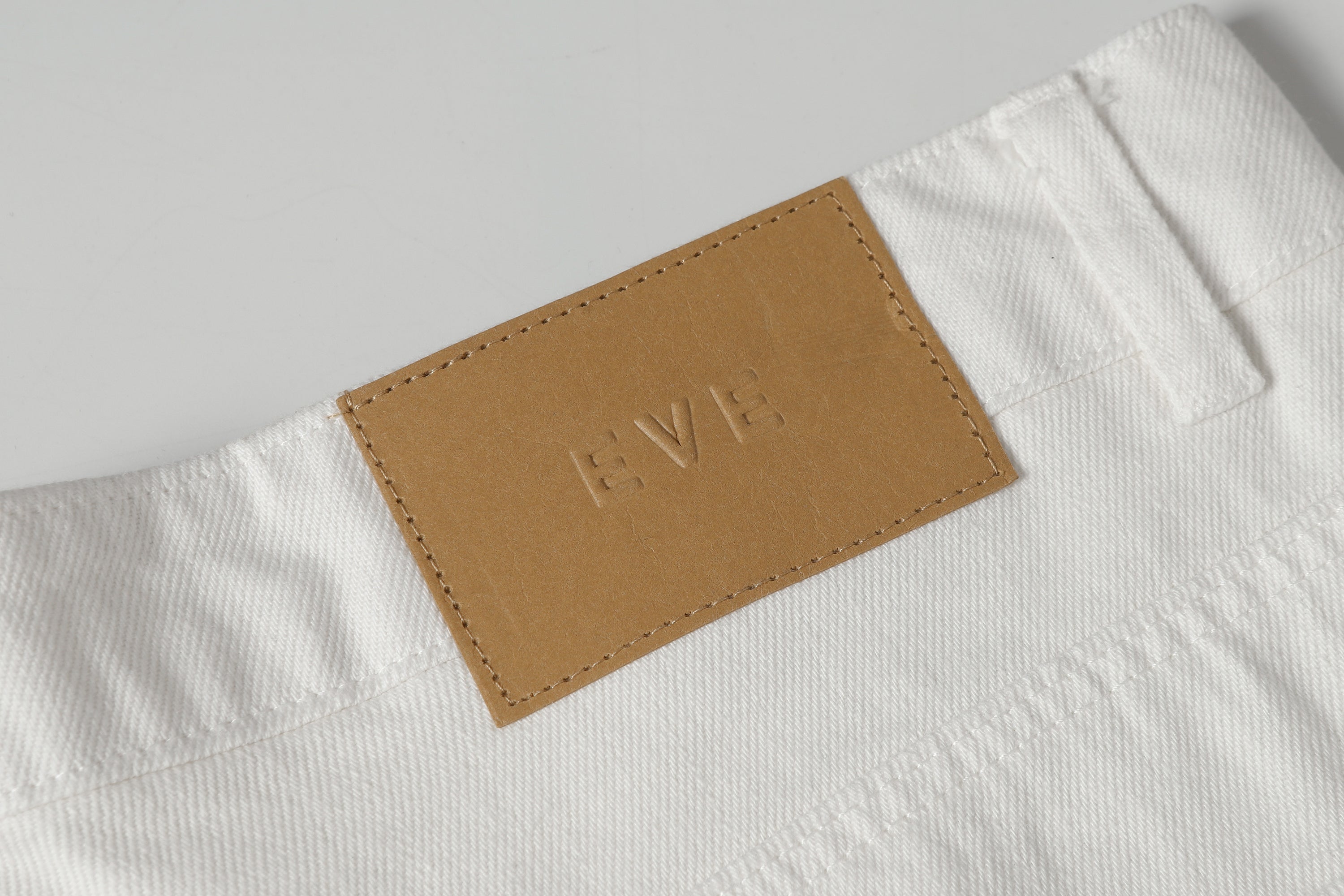 DONOTLOGO Urban Minimalist Collection | Unisex Relaxed Fit Denim Shorts | Clean White Silhouette & Leather Patch Detail with Breathable Cotton Fabric