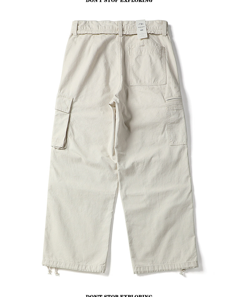 Unisex Solid Color Wrinkled Straight-Leg Casual Pants