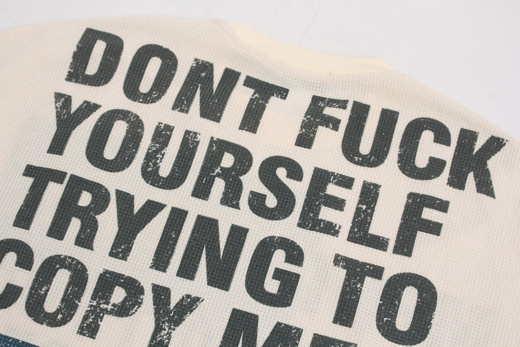 Unisex Vintage Distressed Letter Print Sweatshirt