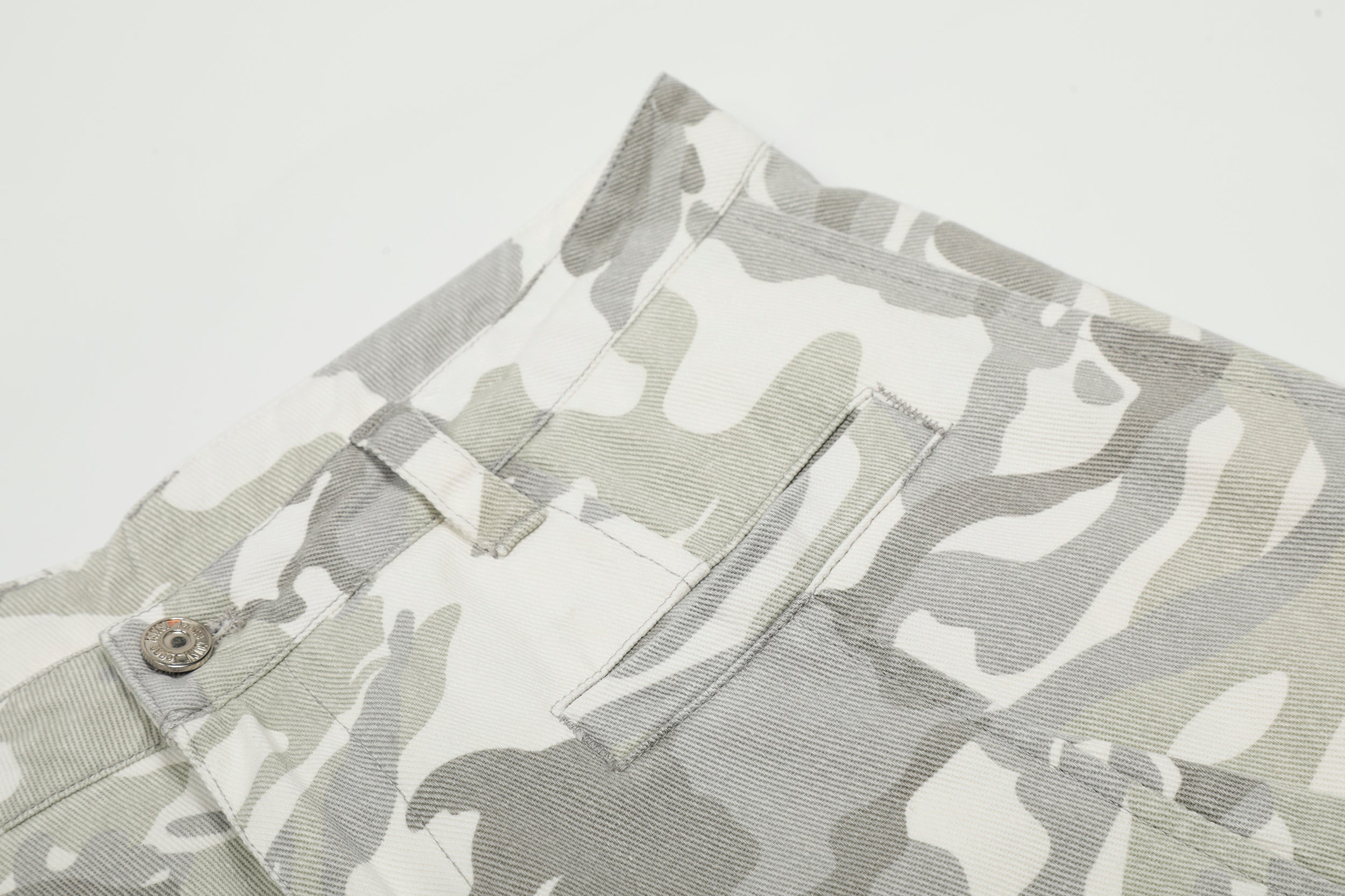 Unisex Distressed Snow Camo Pants