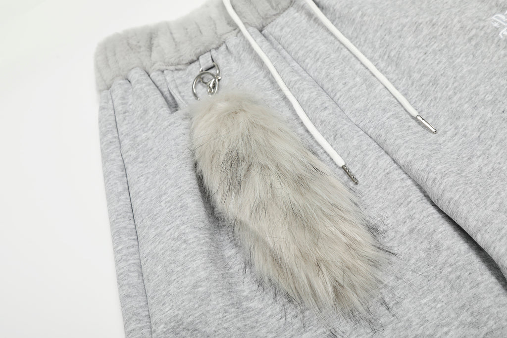 DONOTLOGO Urban Streetwear Collection | Unisex Relaxed Silhouette Sweatpants | Bold Faux Fur Motif & Soft Cotton Knit Fabric