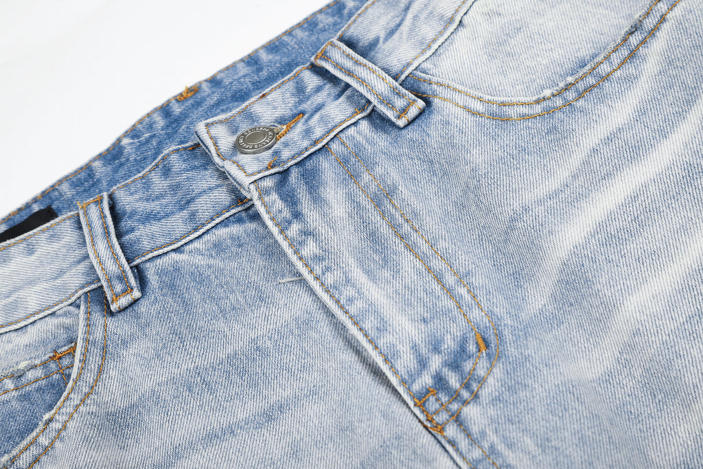 DONOTLOGO Urban Heritage Collection | Unisex Oversized Cat Whisker Denim | Retro Aesthetic High-Rise Wide-Leg Bottoms with Authentic Fade Detail