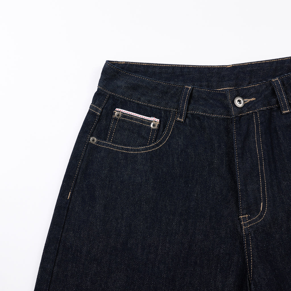 DONOTLOGO Retro Black Raw Denim Shorts | Unisex Y2K Wide Leg Trousers with Minimalist Design | High Street Relaxed Fit Bottoms