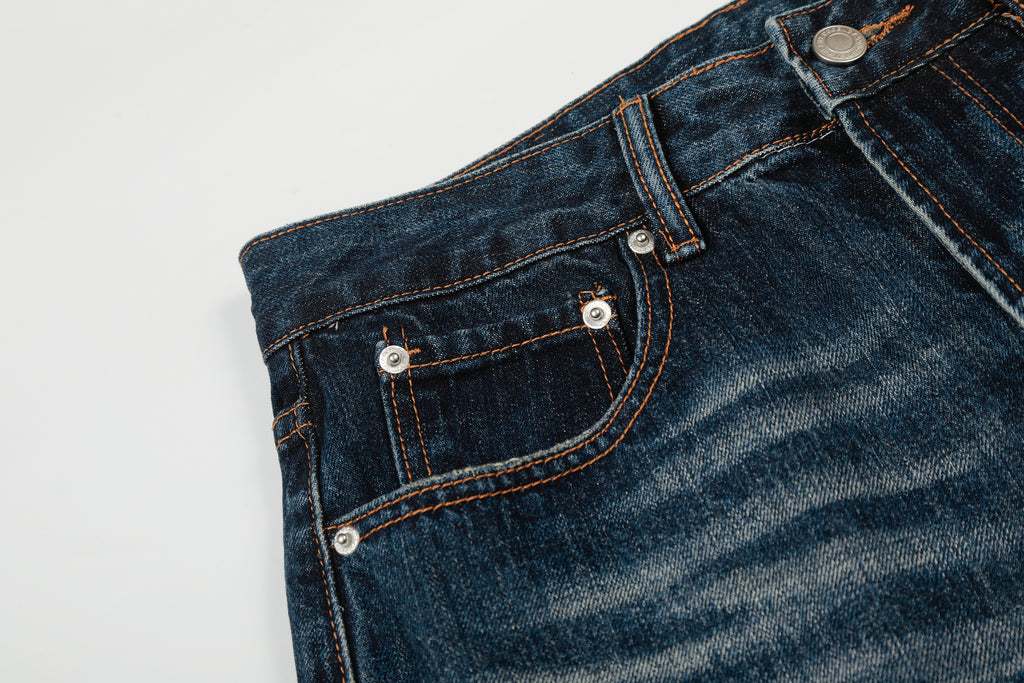 DONOTLOGO Urban Heritage Collection | Unisex Oversized Cat Whisker Denim | Retro Aesthetic High-Rise Wide-Leg Bottoms with Authentic Fade Detail