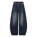 Unisex Whisker Embroidered Denim Jeans
