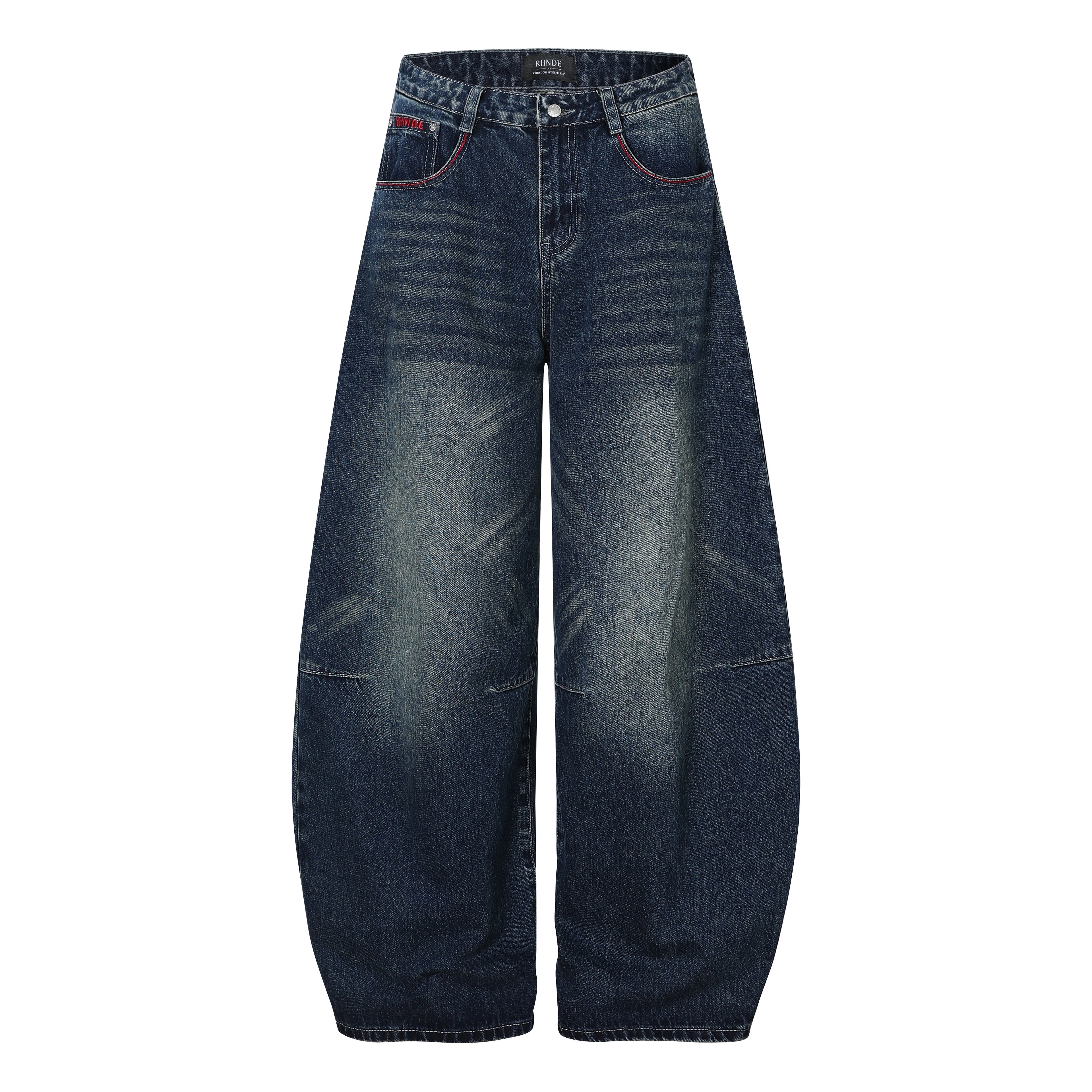 Unisex Whisker Embroidered Denim Jeans