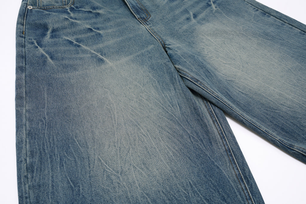 DONOTLOGO Urban Edge Collection | Unisex Relaxed Fit Denim Shorts | Bold Lightning Seaming & Faded Wash Finish with Classic Cotton Denim Fabric