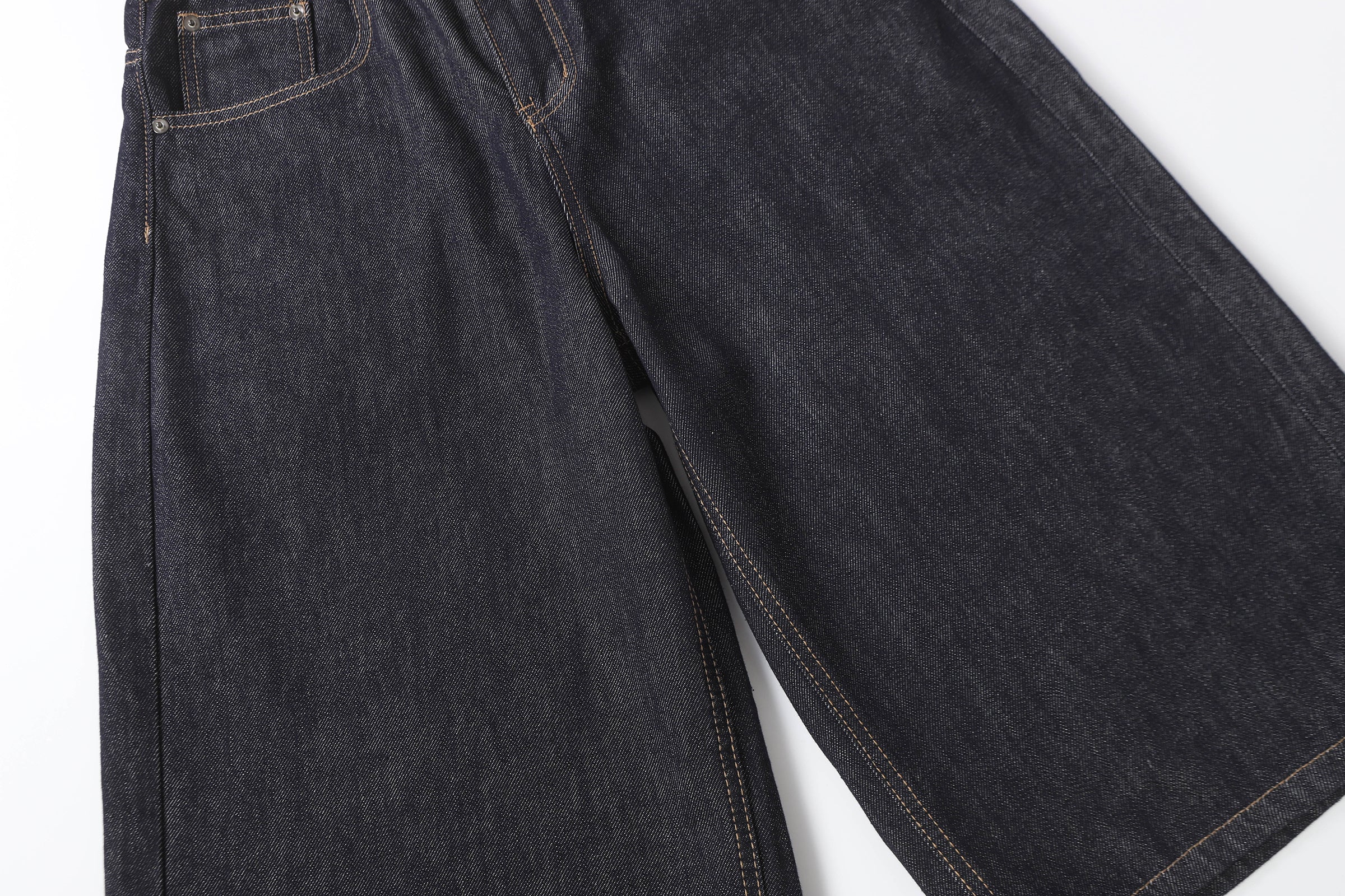 DONOTLOGO Retro Black Raw Denim Shorts | Unisex Y2K Wide Leg Trousers with Minimalist Design | High Street Relaxed Fit Bottoms
