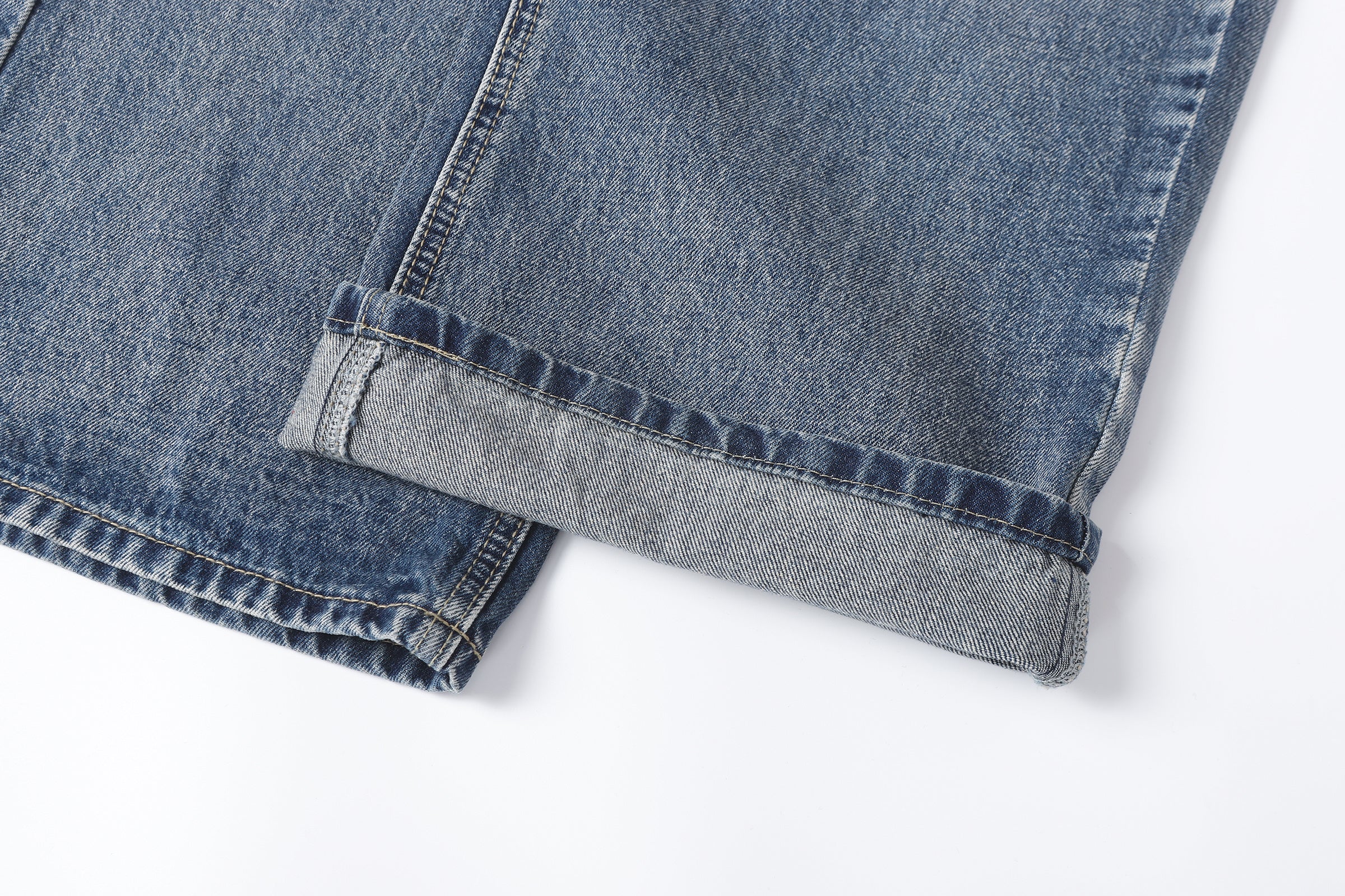 DONOTLOGO Retro Blue Baggy Denim Pants | Unisex Y2K Wide Leg Trousers with Natural Whiskering & Fade | High Street Relaxed Fit Bottoms