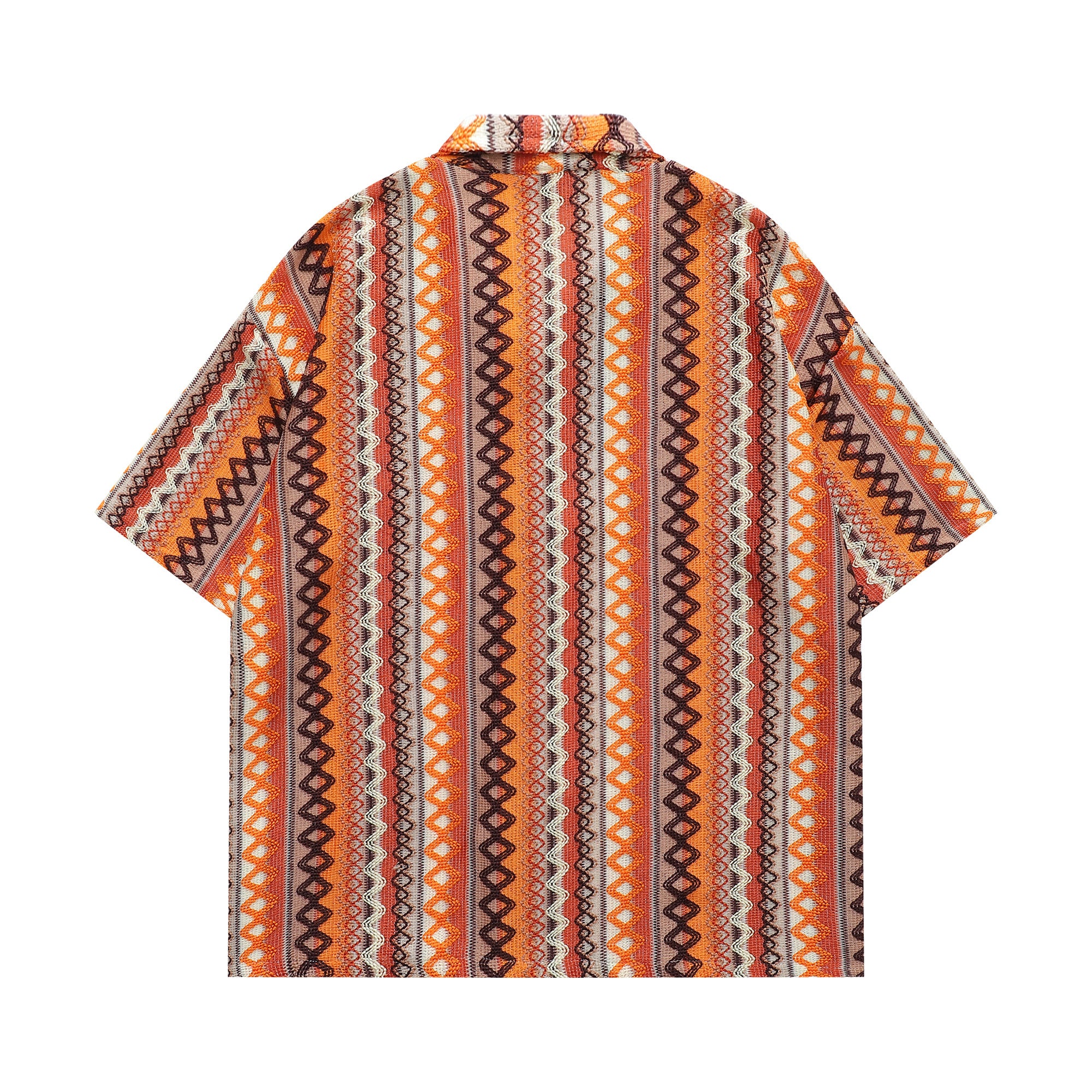 Unisex Ethnic Style Colorblock Knit Cuban Collar Tee