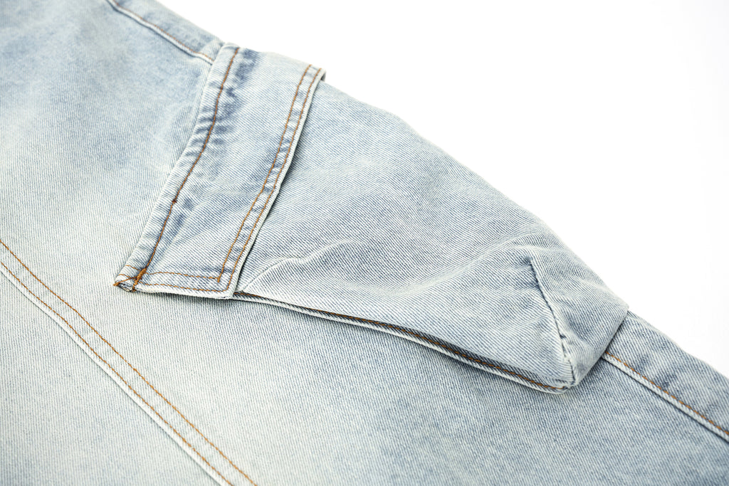 DONOTLOGO Deconstructed Wide Leg Denim Jorts - Raw Edge Patchwork Jean Shorts - Unisex Y2K Grunge Aesthetic Baggy Shorts