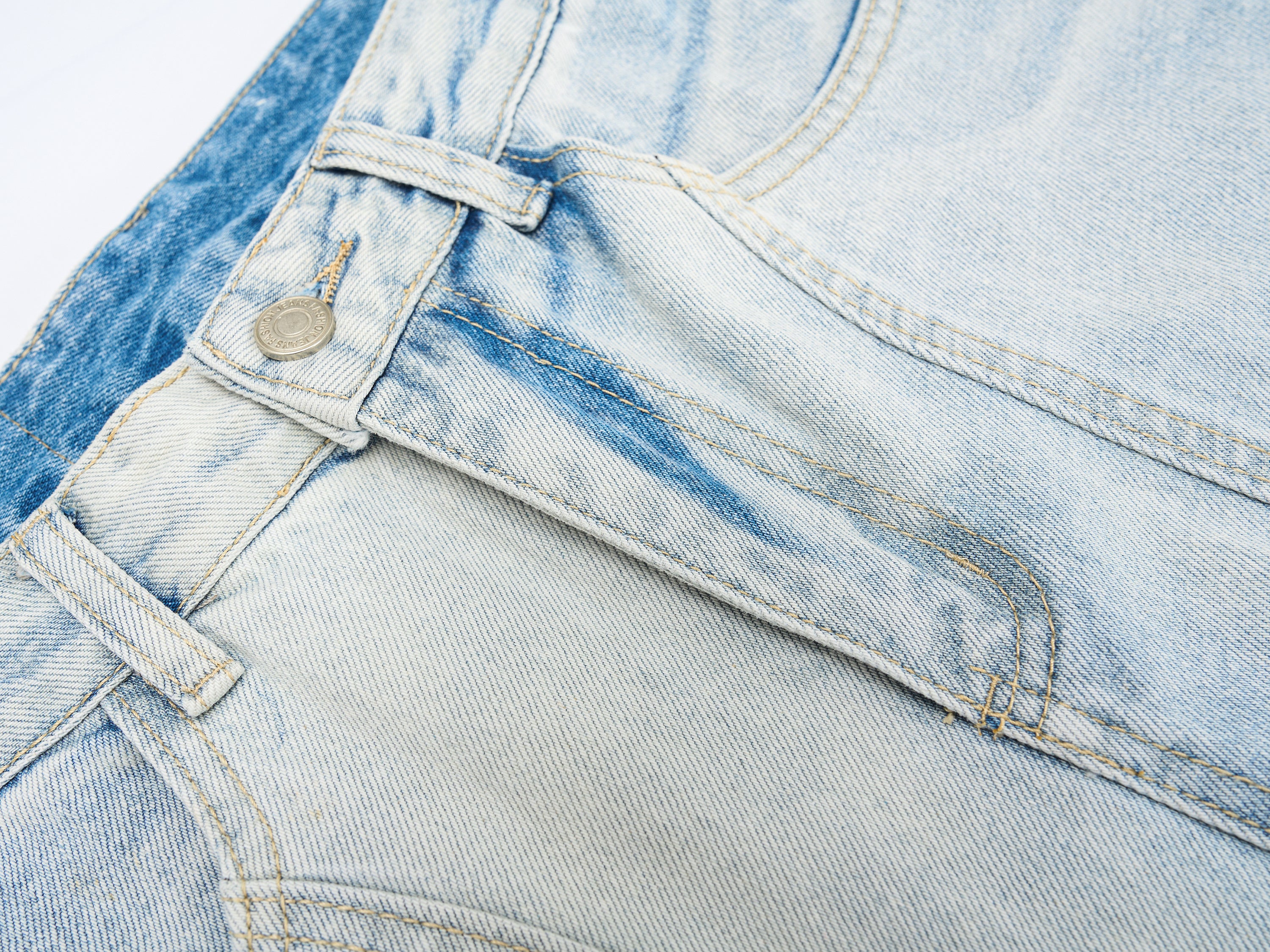 DONOTLOGO Oversized Light Wash Denim Jeans - Unisex Baggy Trousers with Distressed Whisker Effect - Edgy Streetwear Bottom with Wide Leg Silhouette & Raw Hem