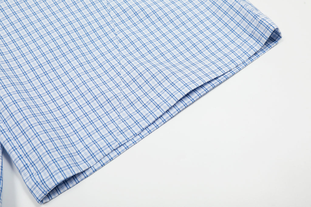 Unisex Vintage Blue Plaid Print Cropped Pants