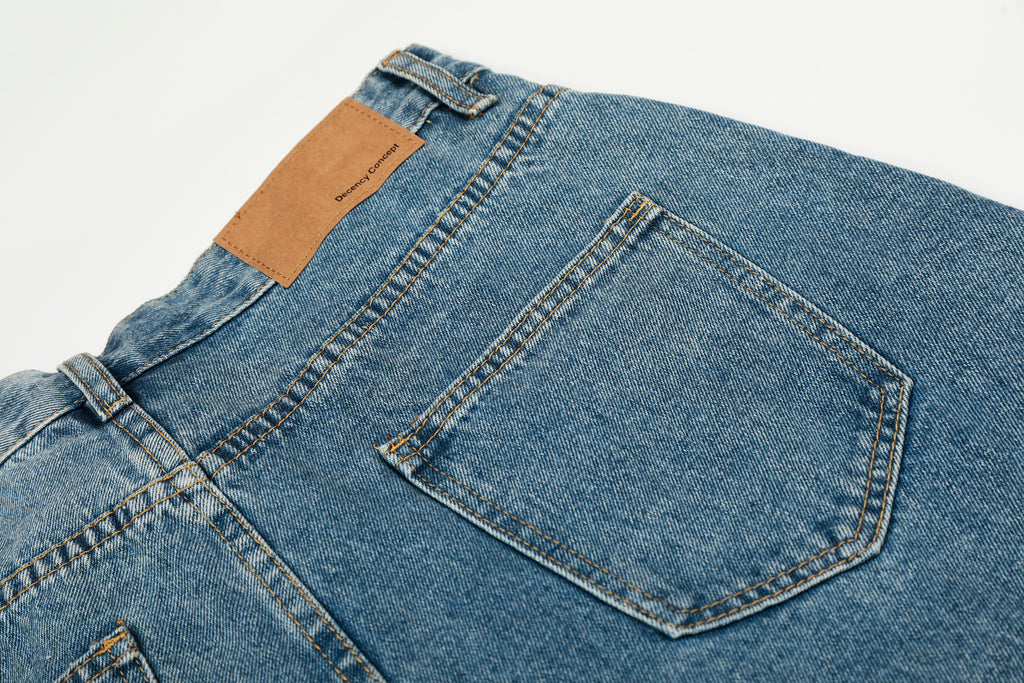 DONOTLOGO Urban Heritage Collection | Unisex Oversized Deconstructed Denim | Retro Aesthetic High-Rise Wide-Leg Bottoms with Authentic Diagonal Button & Folded Waist Detail