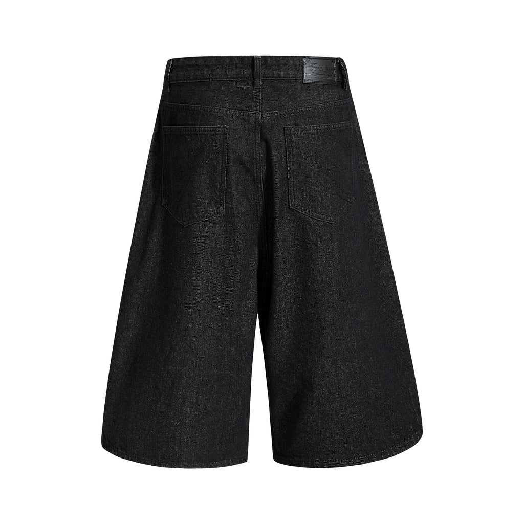 DONOTLOGO Deconstructed Diagonal Fly Denim Shorts | Unisex Oversized Wide-Leg Capris | High Street Raw Edge Design