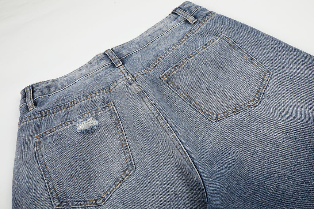 DONOTLOGO Urban Edge Collection | Unisex Relaxed Fit Denim Jeans | Bold Cat Whisker Seaming & Faded Wash Finish with Classic Cotton Denim Fabric