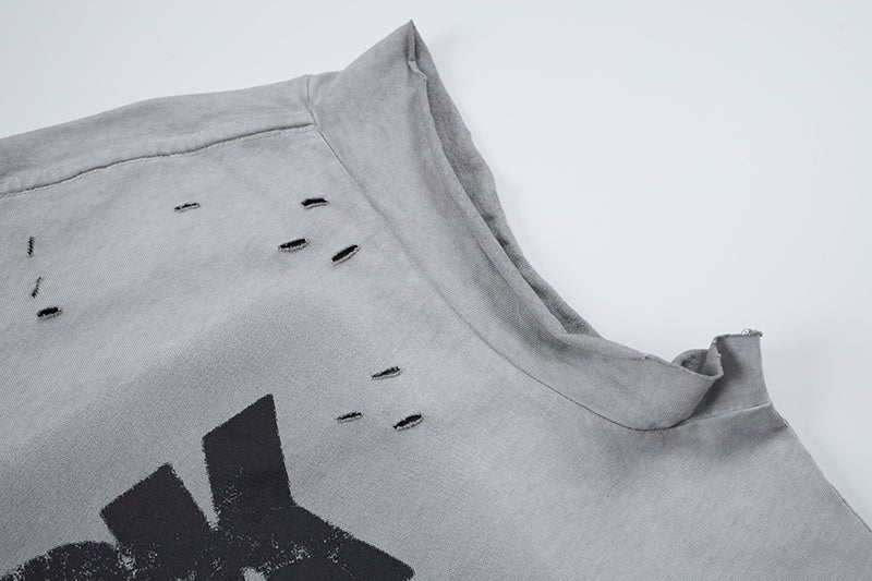 DONOTLOGO ROCK Graphic Distressed Tank Top | Washed, Oversized Sleeveless Tee for Men | Summer Must-Have