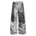Unisex Vintage Washed Graffiti Paint Denim Jeans