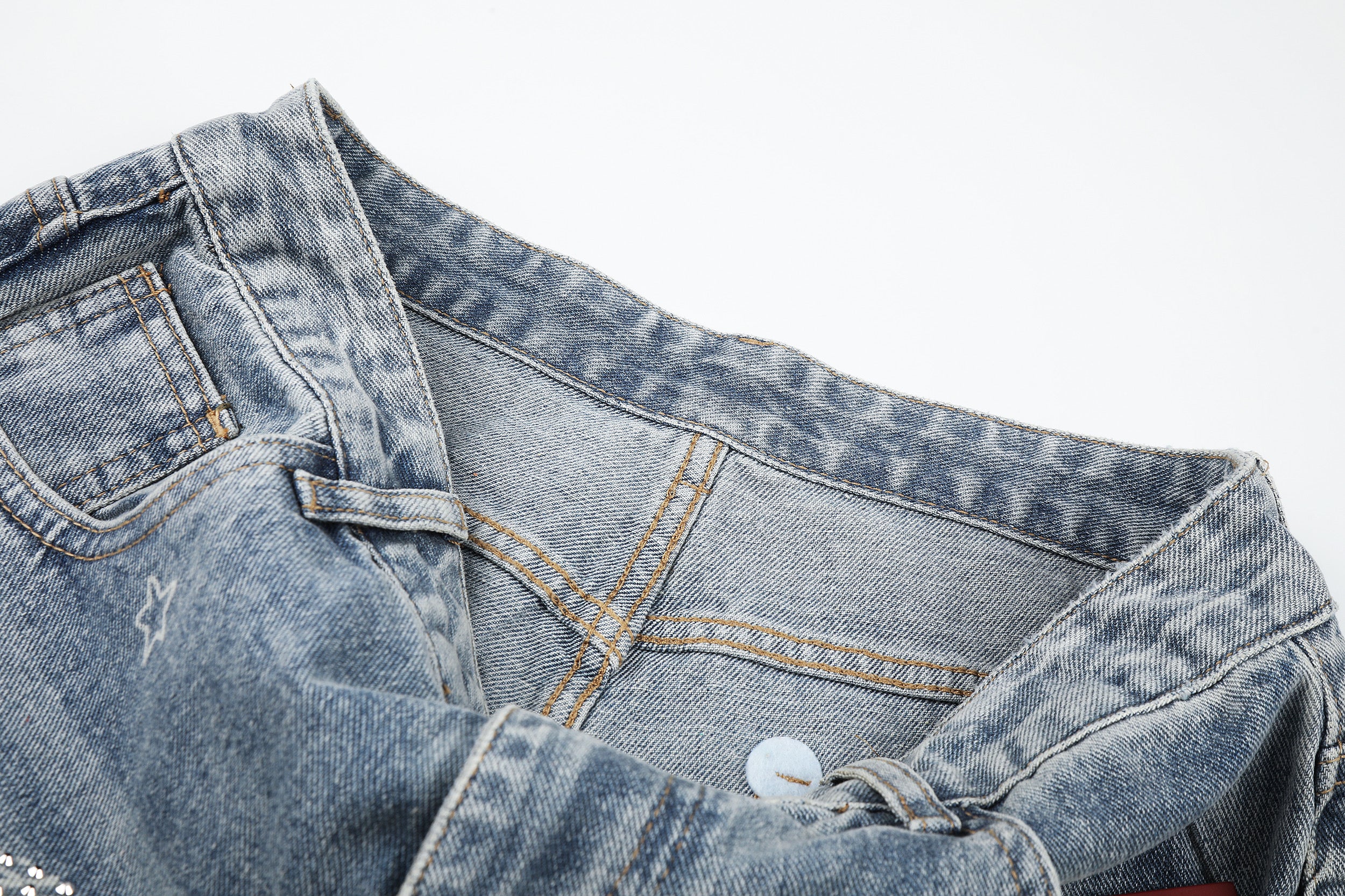 DONOTLOGO Urban Edge Collection | Unisex Relaxed Fit Denim Jeans | Bold Star Embroidery & Ripped Wash Finish with Classic Cotton Denim Fabric