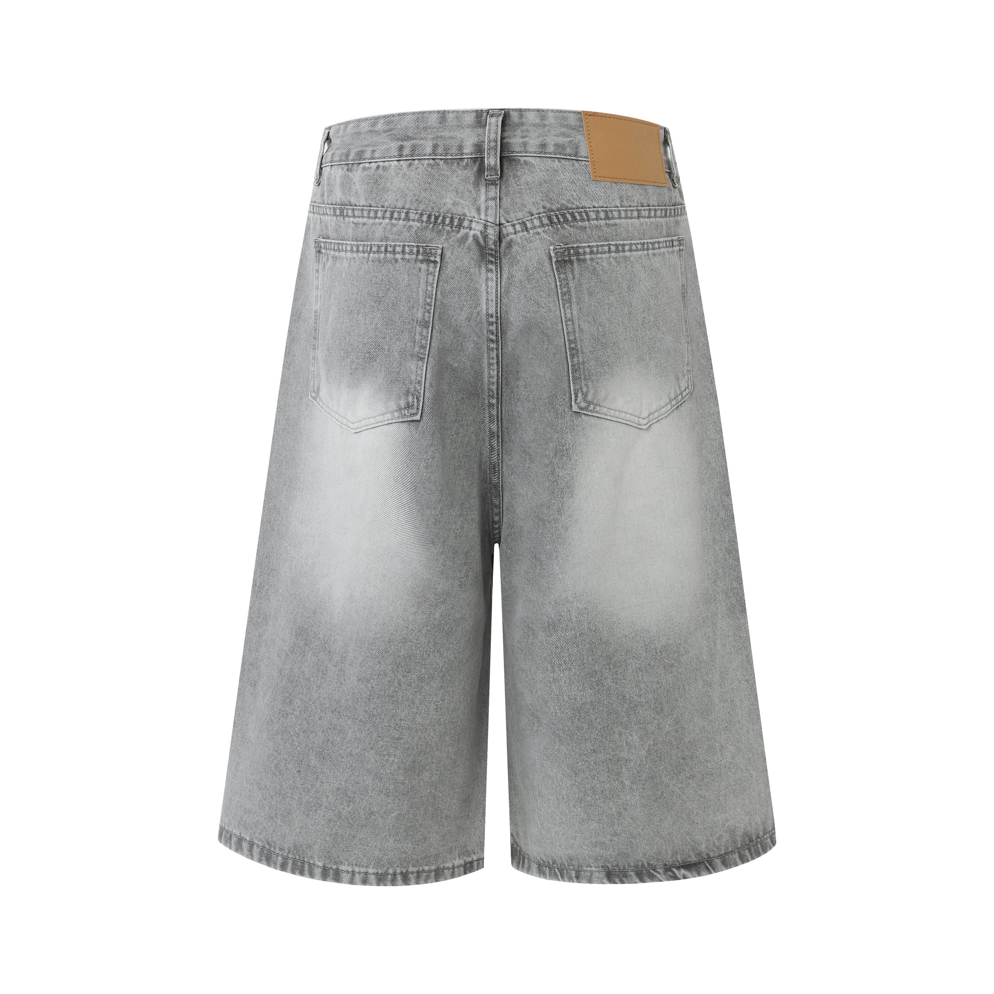 DONOTLOGO Urban Edge Collection | Unisex Relaxed Fit Denim Shorts | Bold Acid Wash Finish & Vintage Leather Patch with Classic Cotton Denim Fabric