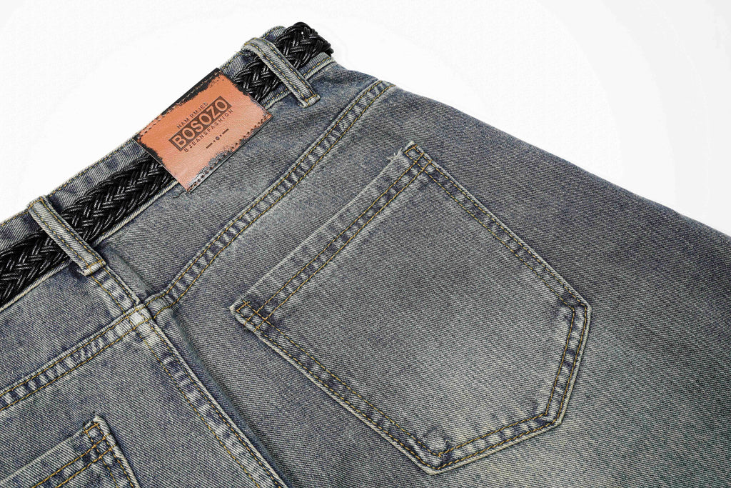 DONOTLOGO Deconstructed Arc Seam Denim - Oversized Patchwork Cargo Pants with Distressed Wash - Avant-Garde Wide Leg Trousers for Men
