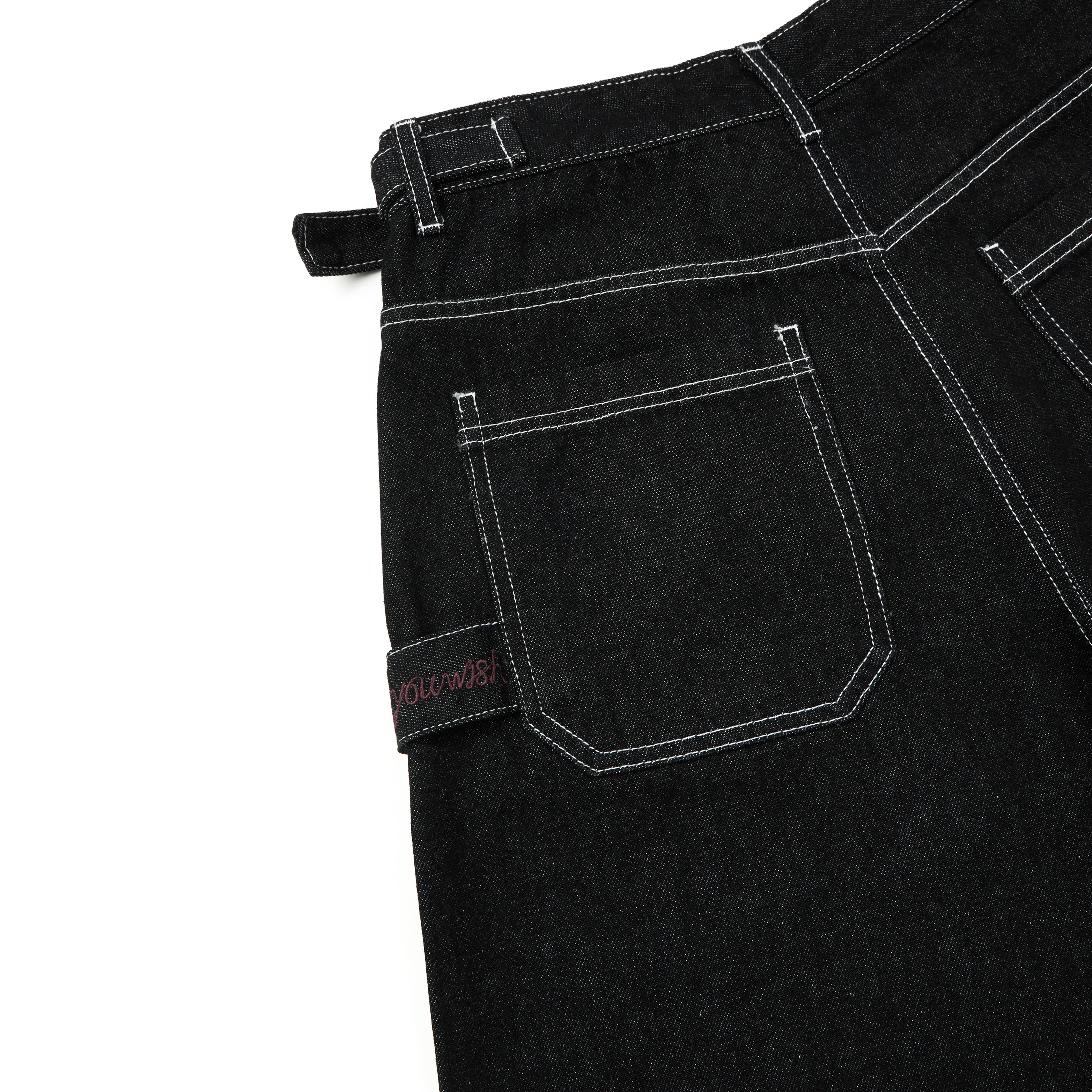 DONOTLOGO Heavy Contrast Stitched Raw Denim | Unisex Y2K Oversized 3/4 Trousers | Vintage High Street Baggy Shorts