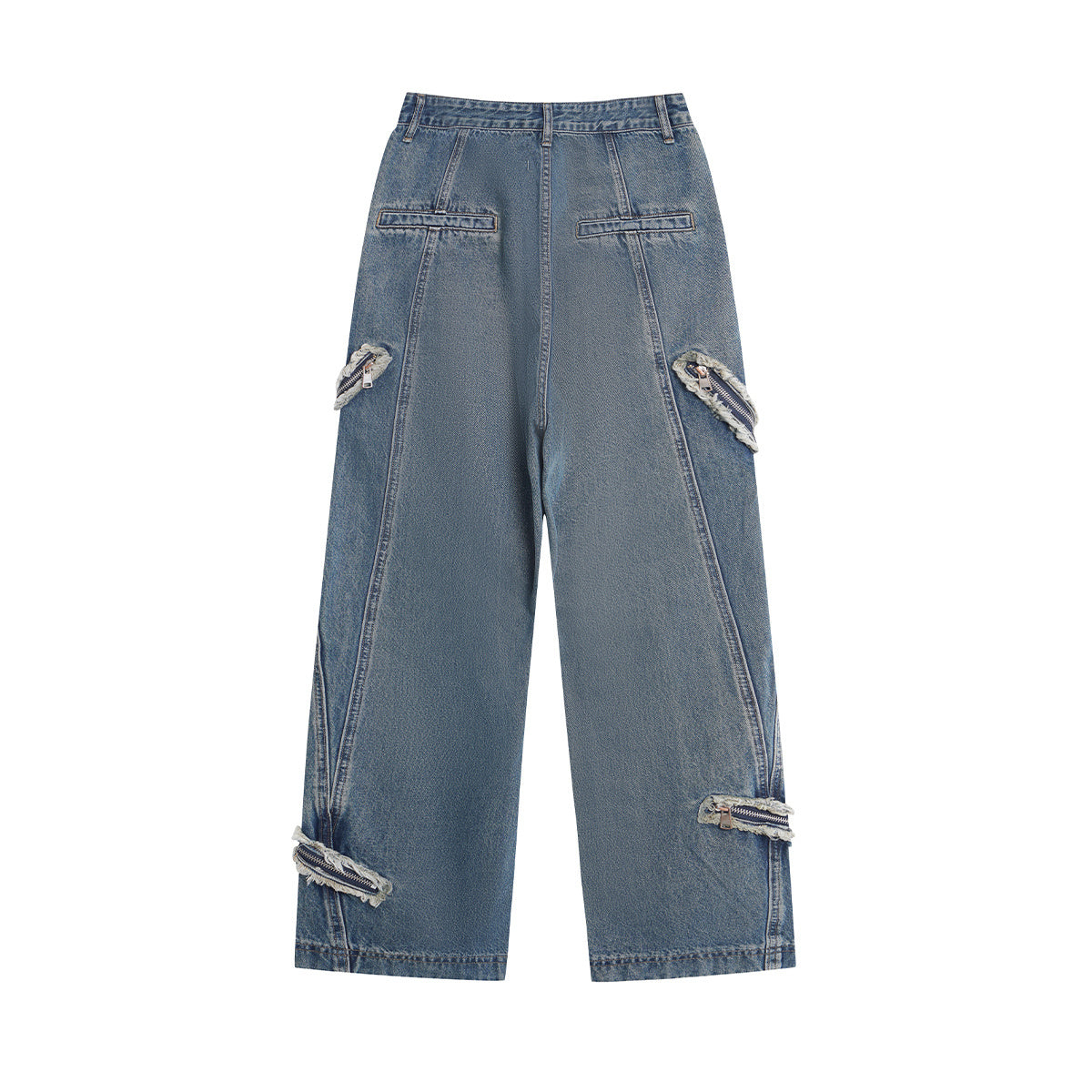 Vintage Washed Zippered Jeans