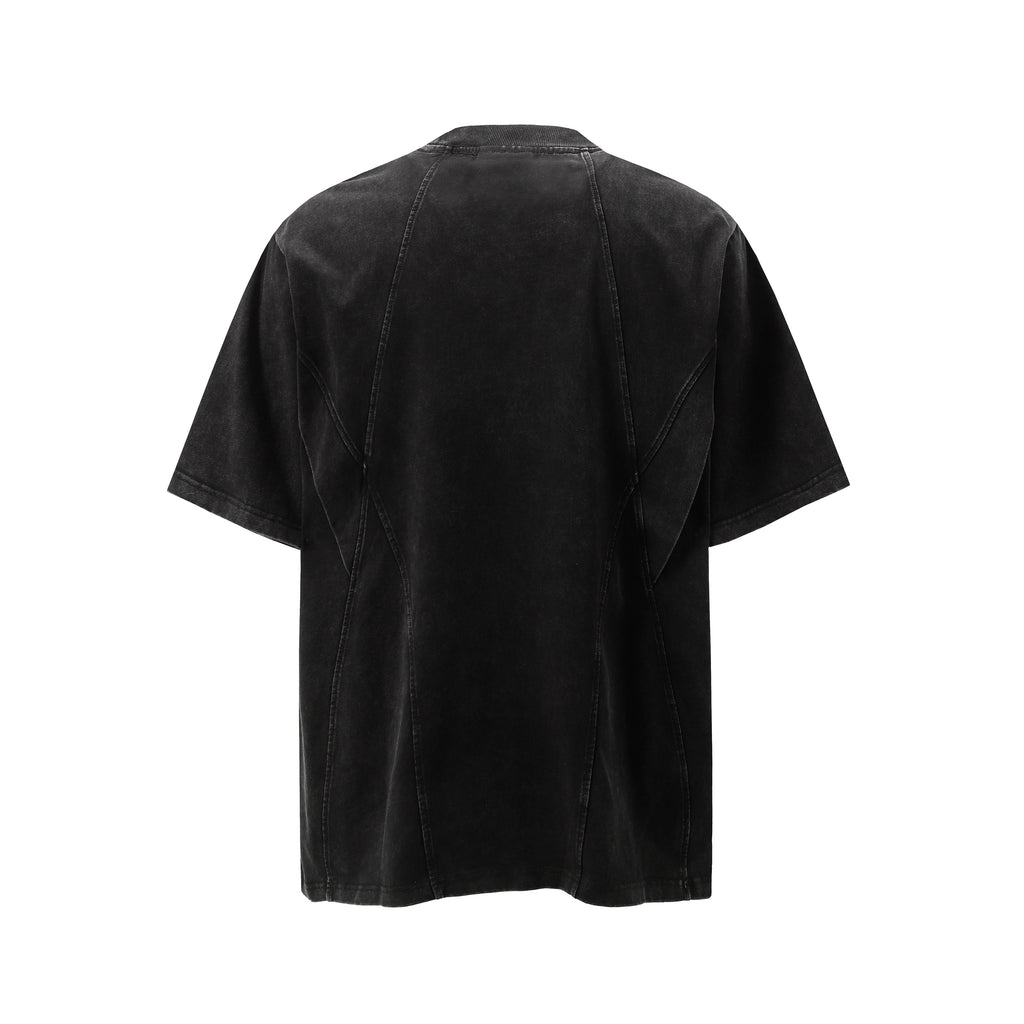 DONOTLOGO Urban Workwear Collection | Unisex Relaxed Fit Tee | Bold Panel Construction & Vintage Wash Motif with Soft Heavyweight Cotton