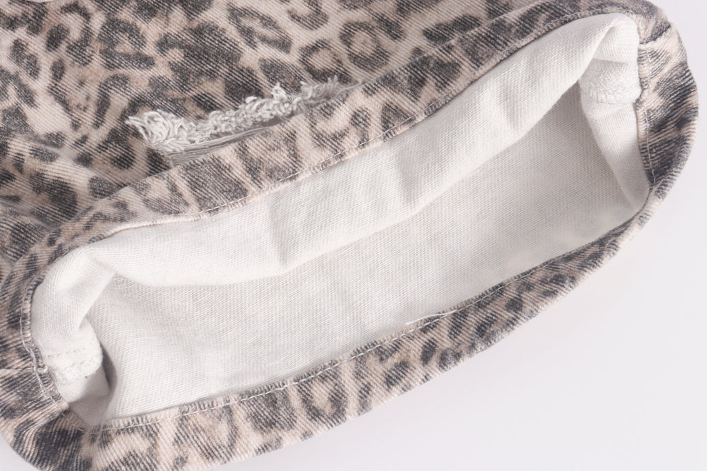 DONOTLOGO Y2K Grunge Aesthetic | Unisex Oversized Cargo Trousers | Distressed Leopard Print with Functional Streetwear Pockets