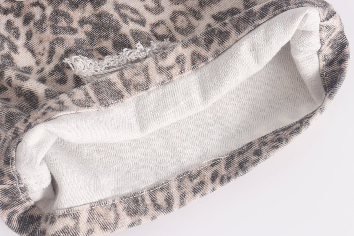 DONOTLOGO Y2K Grunge Aesthetic | Unisex Oversized Cargo Trousers | Distressed Leopard Print with Functional Streetwear Pockets
