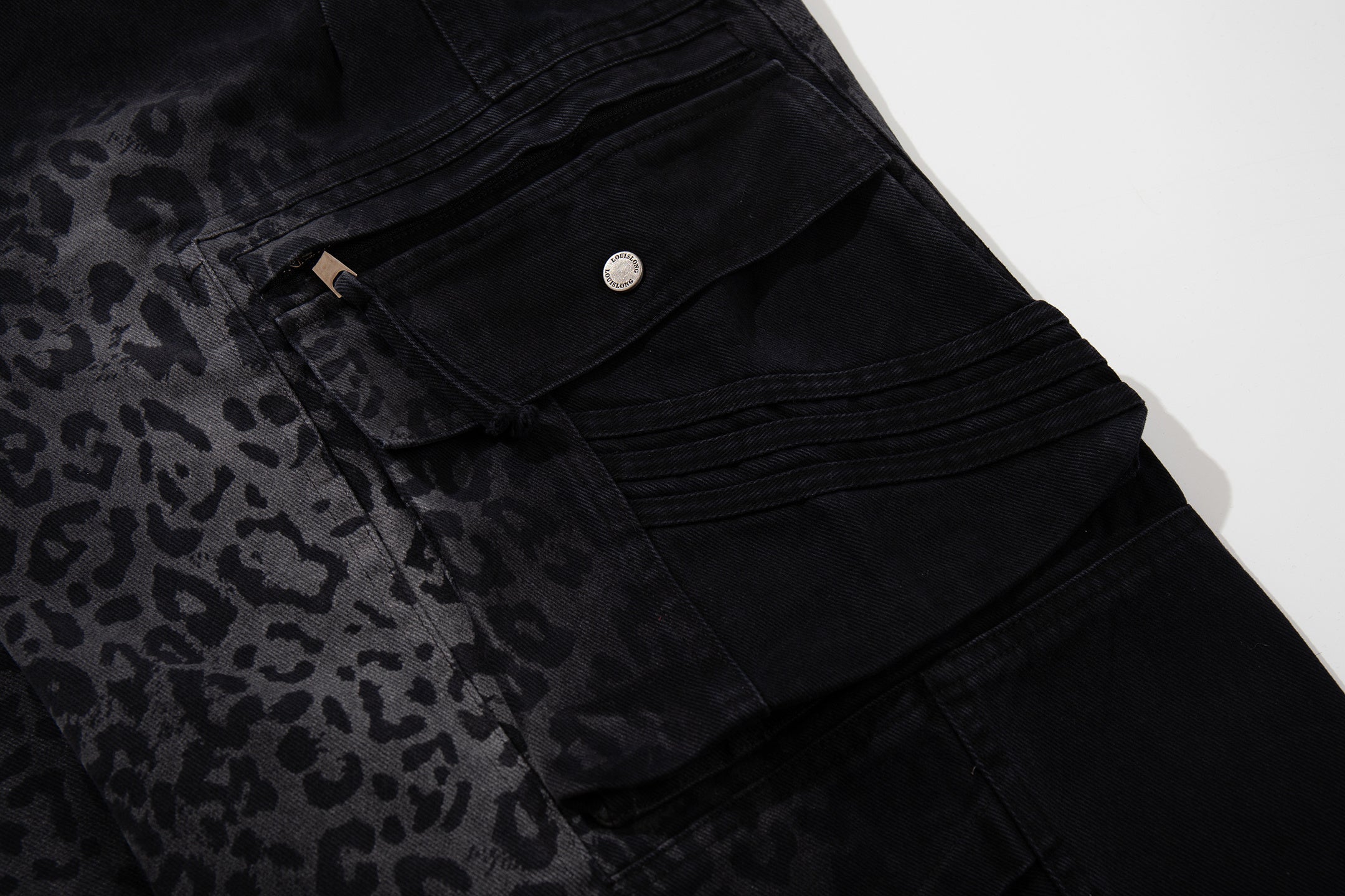 Unisex Vintage Leopard-Print Loose-Fit Gradient Denim Casual Jeans