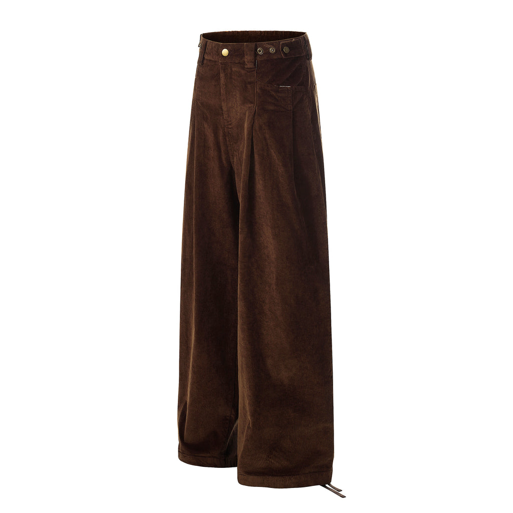 Unisex Vintage Washed Wide-Leg Pleated Pants