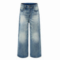 DONOTLOGO Oversized Light Wash Denim Jeans - Unisex Baggy Trousers with Distressed Whisker Effect - Edgy Streetwear Bottom with Wide Leg Silhouette & Raw Hem
